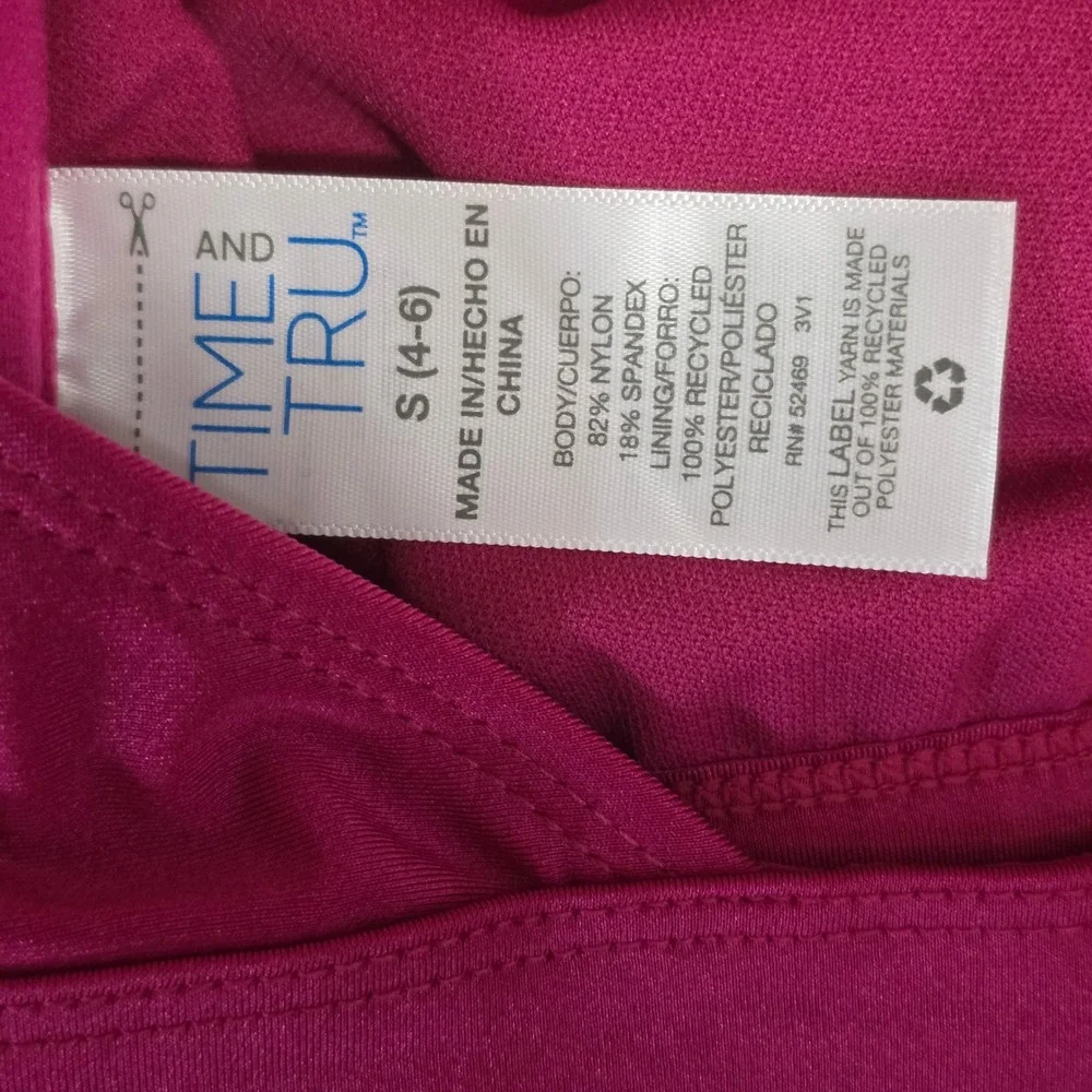 Time and Tru Bikini Set Womens Small 4-6 Magenta Pink Tie Front Keyhole New